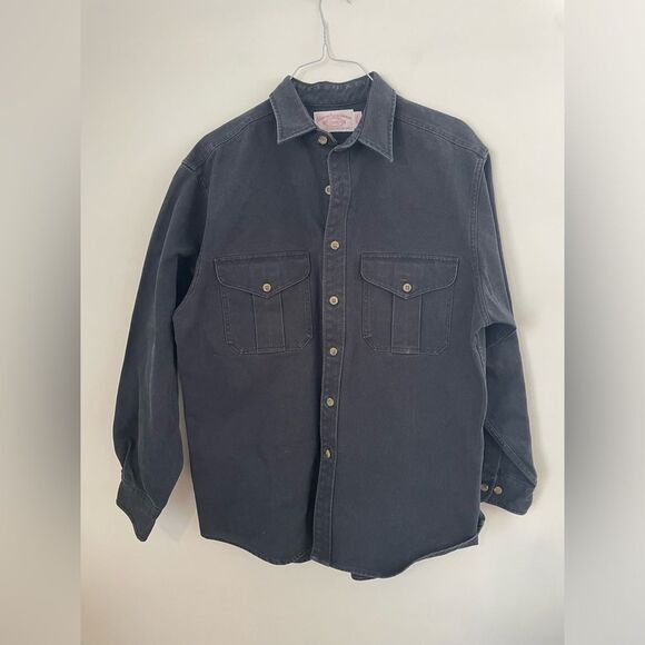 Vintage CC Filson Alaskan Guide Shirt Dark Grey charcoal Twill Mens Sz L - Picture 12 of 13